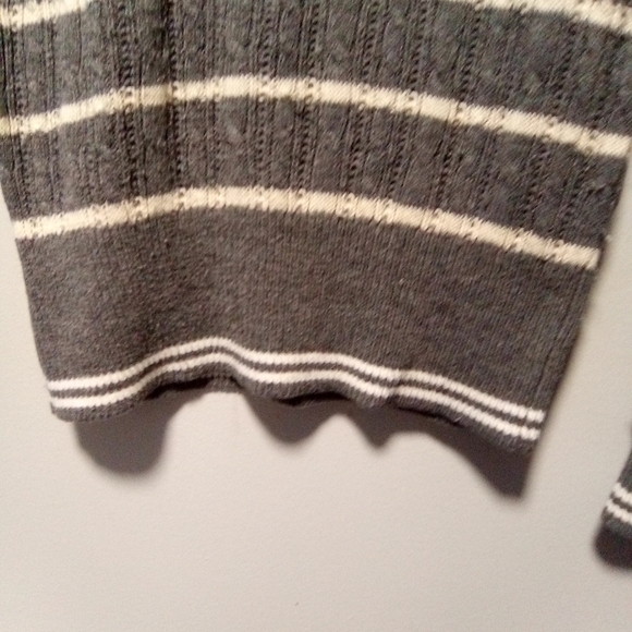 Poof excellence gray and white striped sweater. Size large. - Picture 3 of 7